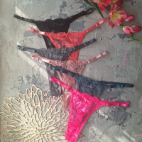 Женские кружевные трусики стринги с регулировкой размера M 1661